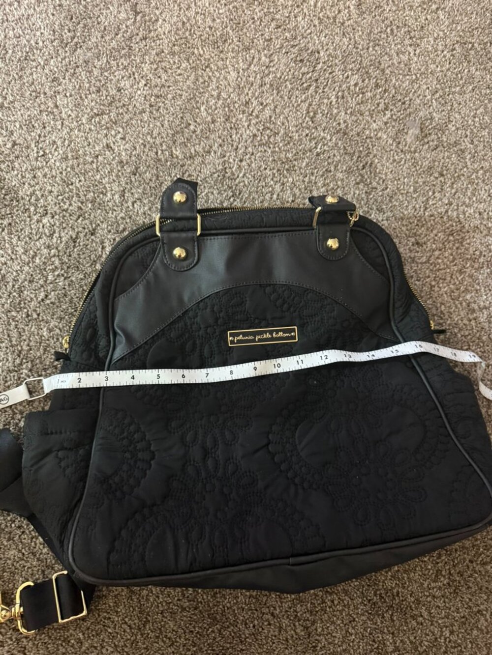 Petunia Pickle Bottom Black Quilted Sashay Satchel - Picture 5 of 5